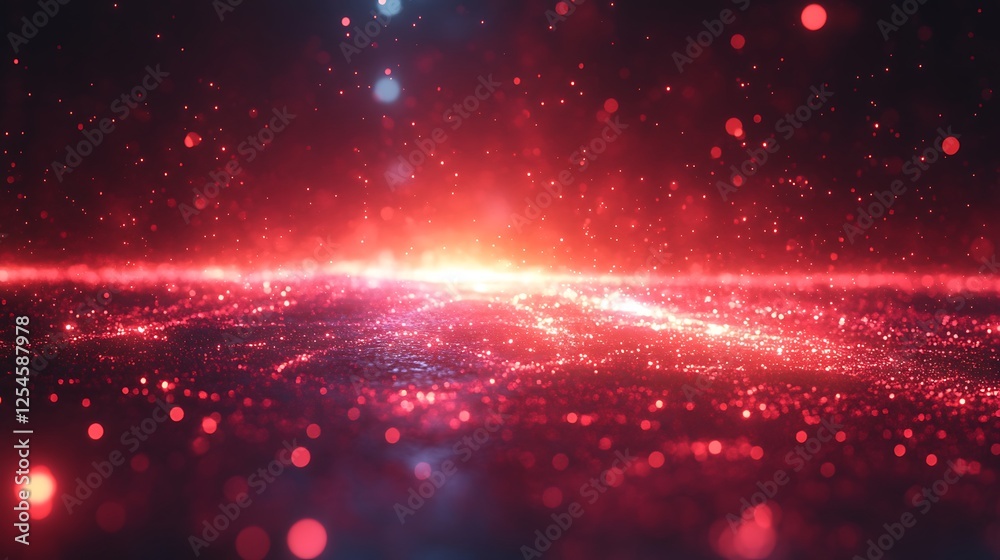 Fototapeta premium Abstract digital red laser beams shooting across a sleek setting