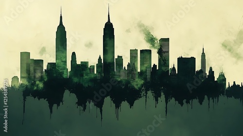 Green Cityscape: A New York City Silhouette