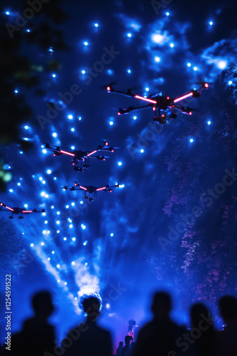 Foto Drone light show at night event