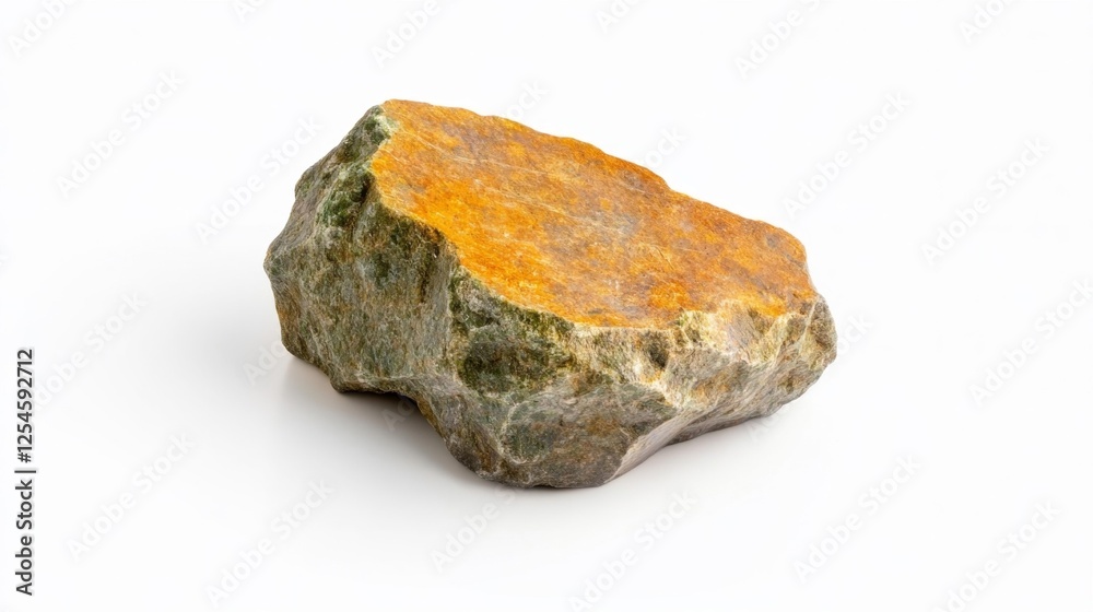 Obraz premium Unique Yellow and Green Rock on Isolated White Background. Generative AI