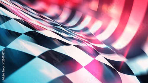 Abstract Checkered Flag: Dynamic Speed and Victory photo