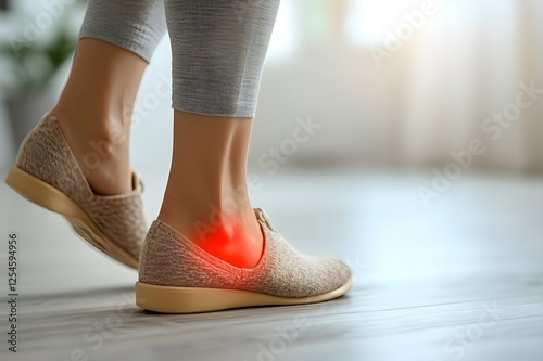 A close-up of a woman’s heel with a red and inflamed spot