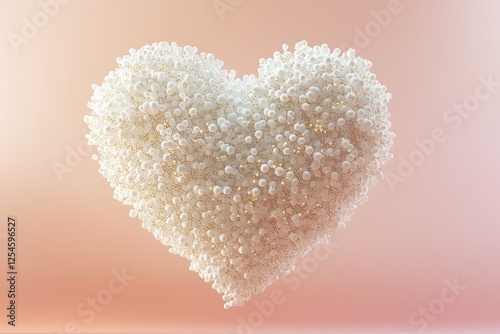 White and Gold Sphere Heart Shape Abstract Art
