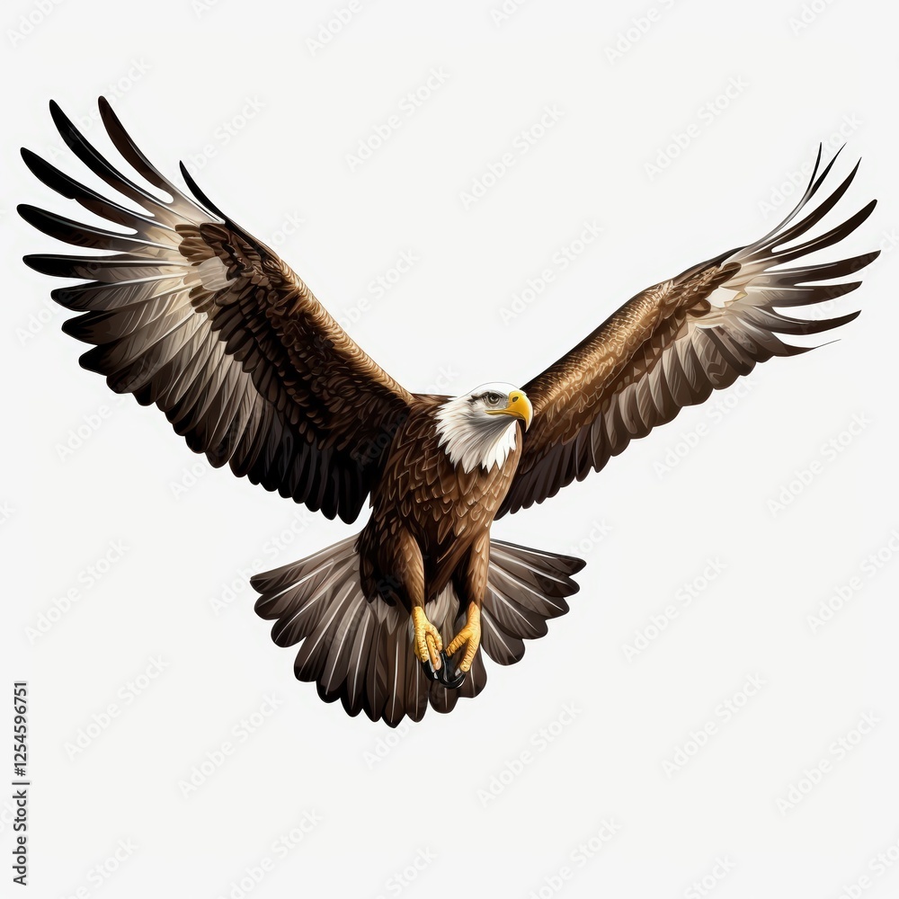 Majestic American Eagle in Flight with Wide Wingspan Capturing the Power of Nature and Freedom in the Clear Blue Sky