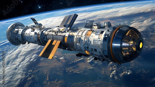 Wallpaper Mural Spacecraft Orbiting Earth: A Futuristic Vision of Space Exploration Torontodigital.ca