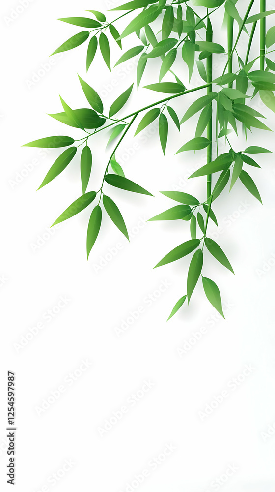 Naklejka premium Vibrant Bamboo Illustration: Lush Greenery