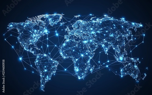 Global network concept, vector globe with interconnected lines, symbolizing worldwide communication and internet connectivity, abstract tech background