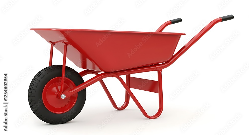 Red Wheelbarrow Isolated on White Background for Gardening and Construction Red Wheelbarrow Isolated on White Background for Gardening and Construction