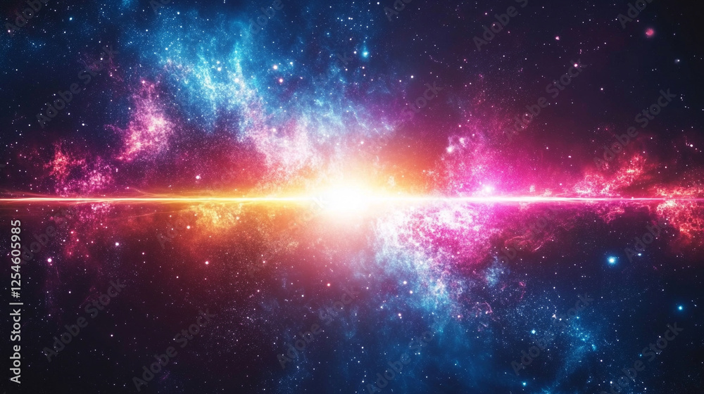 A dynamic 3D spaceflight illustration depicting a futuristic hyper jump with radiant cosmic energy and vibrant nebula trails, set in a modern bright tone with a blurred background for blank caption sp A dynamic 3D spaceflight illustration depicting a futuristic hyper jump with radiant cosmic energy and vibrant nebula trails, set in a modern bright tone with a blurred background for blank caption sp