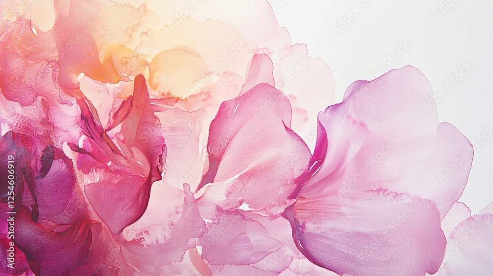 Obraz premium Delicate Watercolor Flower Painting in Pink and Orange Hues with Soft and Dreamy Aesthetic
