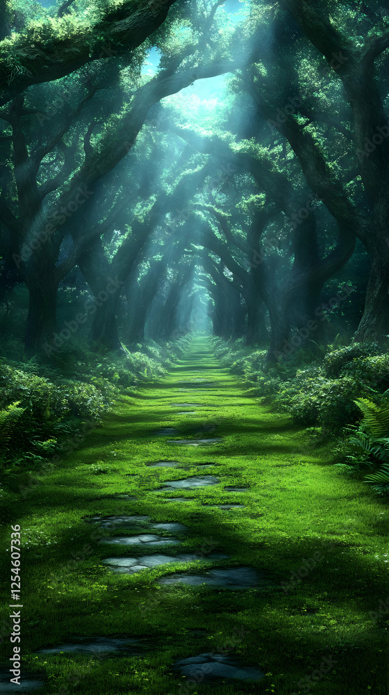 Fototapeta premium Enchanted Forest Path 3D Illustration