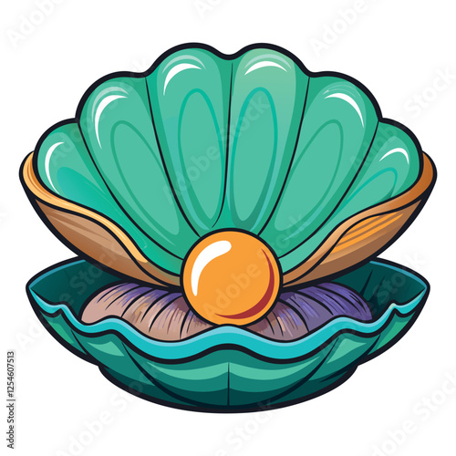 Iridescent Giant Clam Shell with Vibrant Mantle on White Background