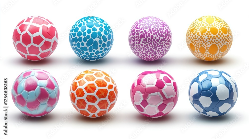 Eight colorful patterned balls on white background. Eight colorful patterned balls on white background.