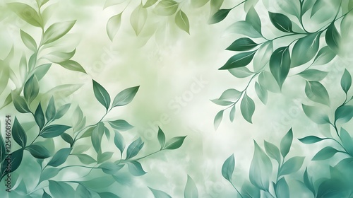 Delicate Abstract Floral Foliage in Lush Green Hues with Soft Background for Tranquil Nature Vibe