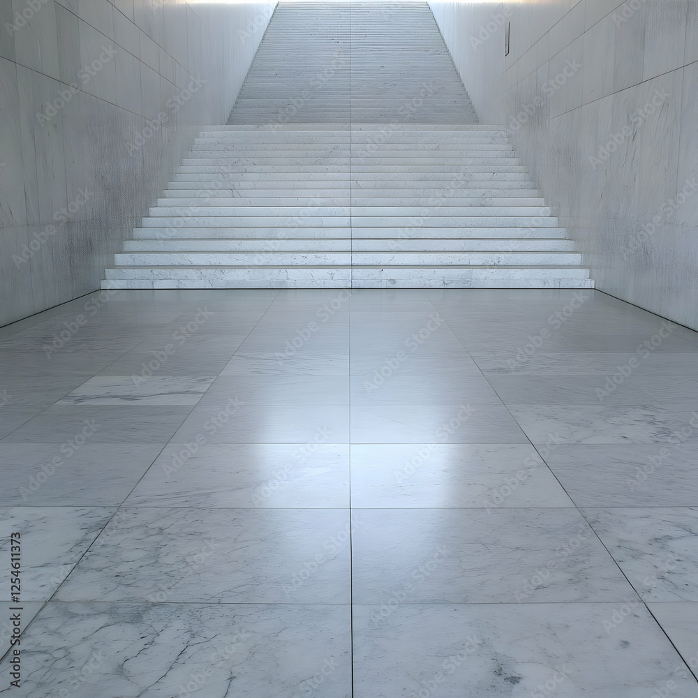 Fototapeta premium Modern White Marble Staircase Illustration