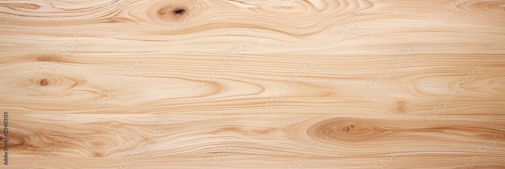 Obraz premium Top View of Smooth Natural Wood Surface with Light Brown Grain Patterns, Ideal for Backgrounds or Textures in Design Projects