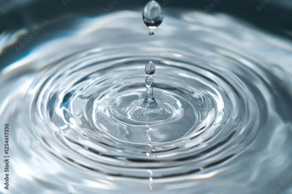 water drop causing ripples in overflowing glass water drop causing ripples in overflowing glass