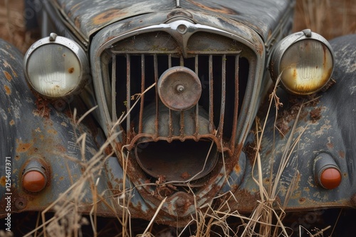 Car pareidolia vehicle transportation deterioration. photo