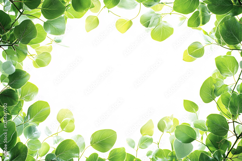 green leaf frame on white background for spring summer floral design green leaf frame on white background for spring summer floral design
