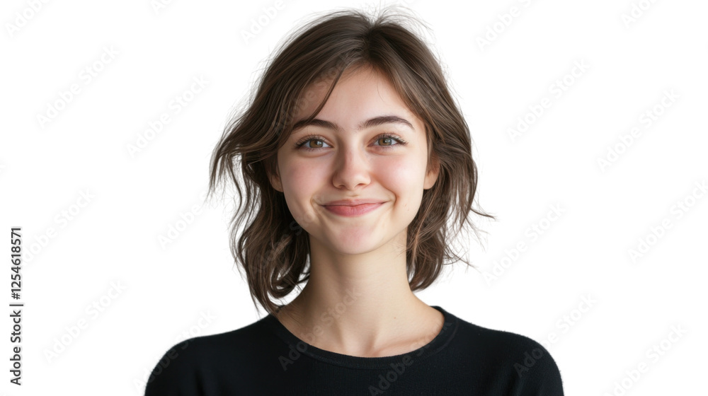 Young woman smiling with transparent background Young woman smiling with transparent background