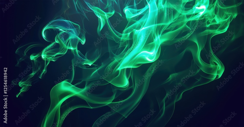 Delicate green smoke swirls and twists in an ethereal dance, forming soft, fluid tendrils with luminous transparency, intricate motion, and a dreamlike atmospheric flow Delicate green smoke swirls and twists in an ethereal dance, forming soft, fluid tendrils with luminous transparency, intricate motion, and a dreamlike atmospheric flow