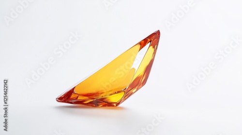 Elegant amber-colored crystal isolated on white background. Generative AI photo