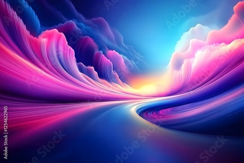 Swirling abstract neon patterns in a digital universe
