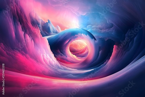Swirling abstract neon patterns in a digital universe
