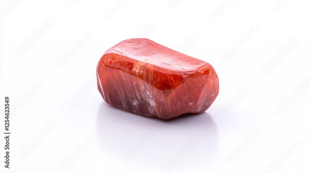 Large Red Crystal with Unique Texture on White Background. Generative AI Large Red Crystal with Unique Texture on White Background. Generative AI