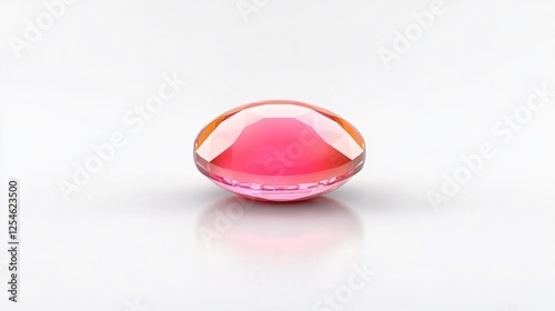 Pink and orange gemstone with sharp facets on white background. Generative AI photo