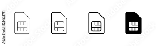 Sim card icon vector isolated on white background. Mobile sim icon. Mobile cellular phone sim card chip.