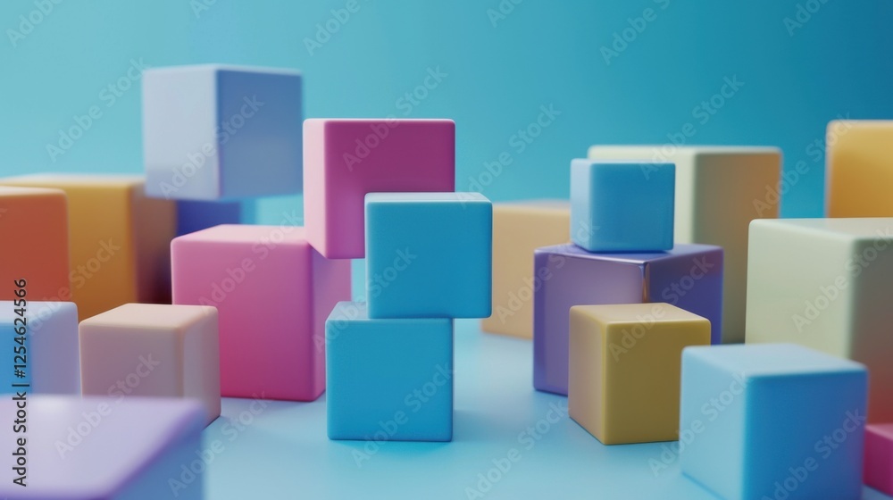 A 3D rendering of abstract geometric shapes featuring cube blocks.
A 3D rendering of abstract geometric shapes featuring cube blocks.