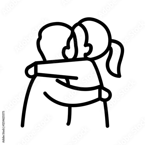 Vector black line icon for Hugging photo