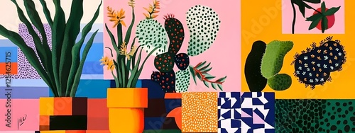 A chic art design template with colorful, styled geometric elements for a cheerful design
