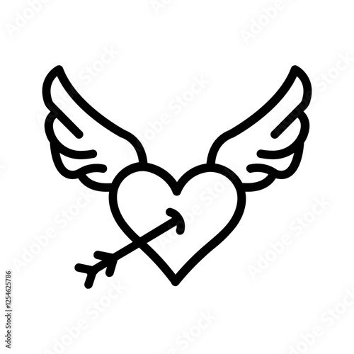 Vector black line icon for Cupid