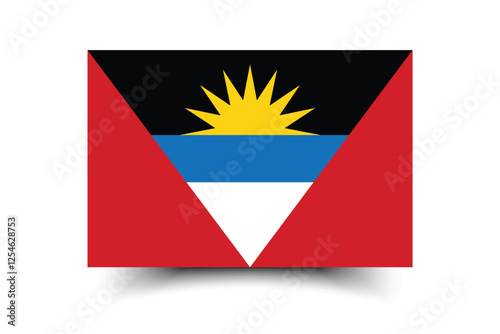 Antigua and Barbuda flag. The official ratio. Flag icon. Standard color. Standard size. A rectangular flag. Computer illustration. Digital illustration. Vector illustration.