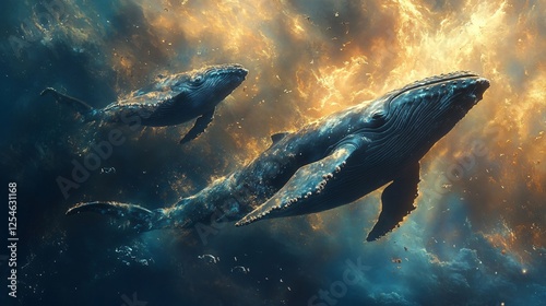 Whales swimming 