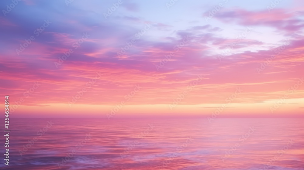 Serene Blurred Sunset Over Tranquil Ocean Under Colorful Sky with Gentle Waves Reflecting Beautiful Hues of Pink and Purple Serene Blurred Sunset Over Tranquil Ocean Under Colorful Sky with Gentle Waves Reflecting Beautiful Hues of Pink and Purple