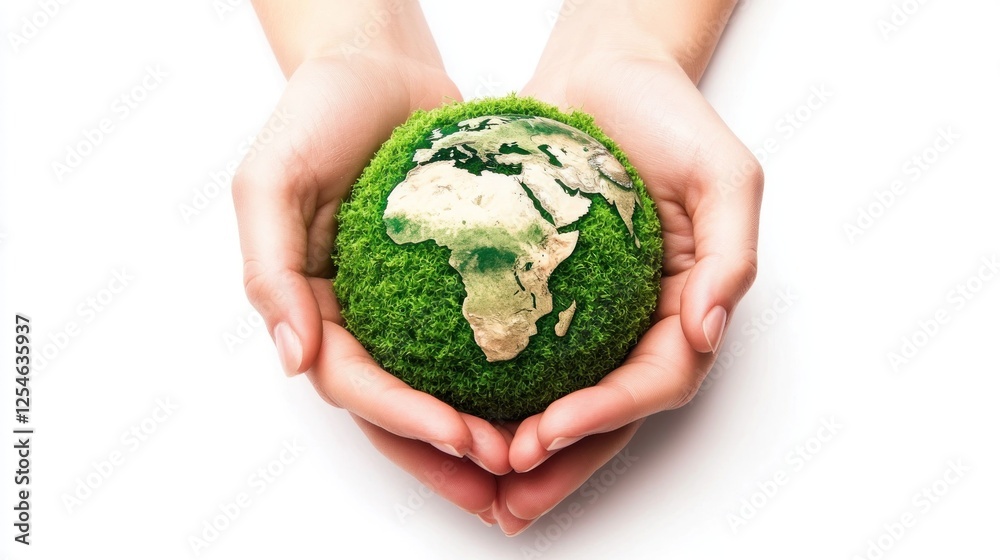A person is holding a green globe in their hands A person is holding a green globe in their hands
