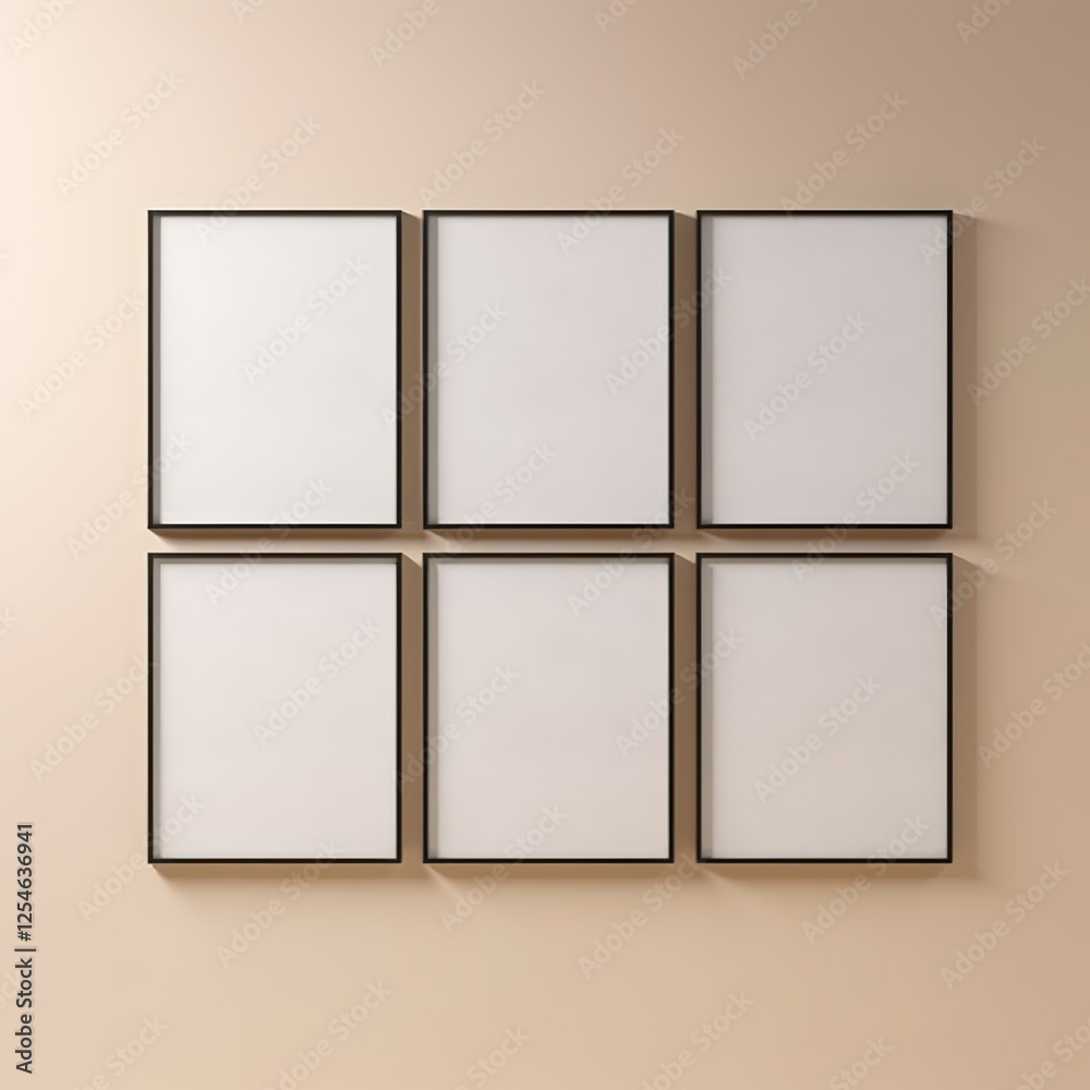 Close-Up Mockup of Empty Picture Frames on a Neutral Wall for Displaying Artwork or Photographs in a Modern Interior Setting Close-Up Mockup of Empty Picture Frames on a Neutral Wall for Displaying Artwork or Photographs in a Modern Interior Setting