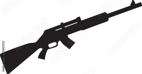 Guns silhouette, black and white silhouette, vector and illustration