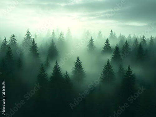 Misty Forest Digital Illustration