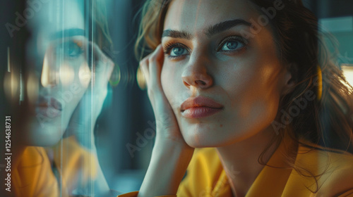 women staring from window 