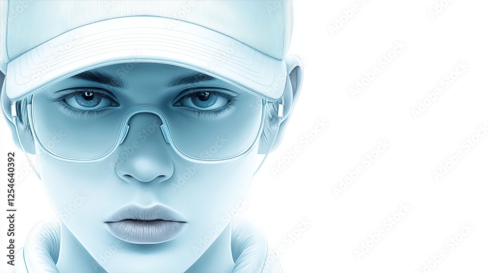Portrait of a stylish woman with glasses and cap, modern eyewear headwear fashion trends Portrait of a stylish woman with glasses and cap, modern eyewear headwear fashion trends