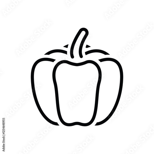 Black line icon for bell pepper