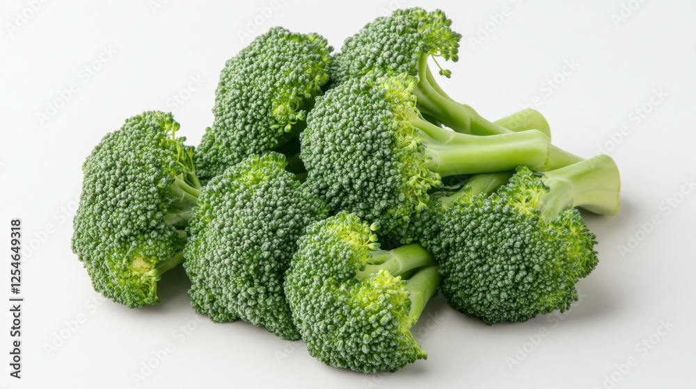 Fresh green broccoli florets cluster on white background Fresh green broccoli florets cluster on white background