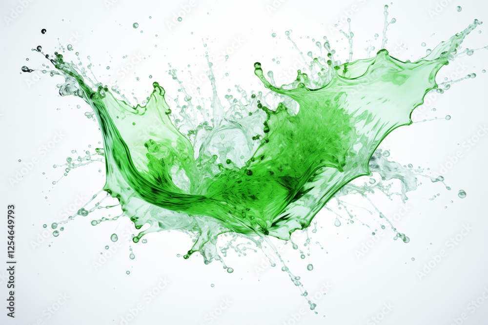 Obraz premium A bright green splash or burst on a white background.