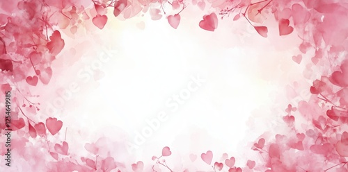Pink Heart Floral Horizontal Background