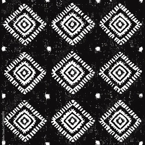 Wallpaper Mural Abstract Geometric Pattern with Diamond Shapes in Black and White Torontodigital.ca