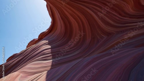 The wave sandstone formations in arizona under clear blue sky, geological patterns and textures concept